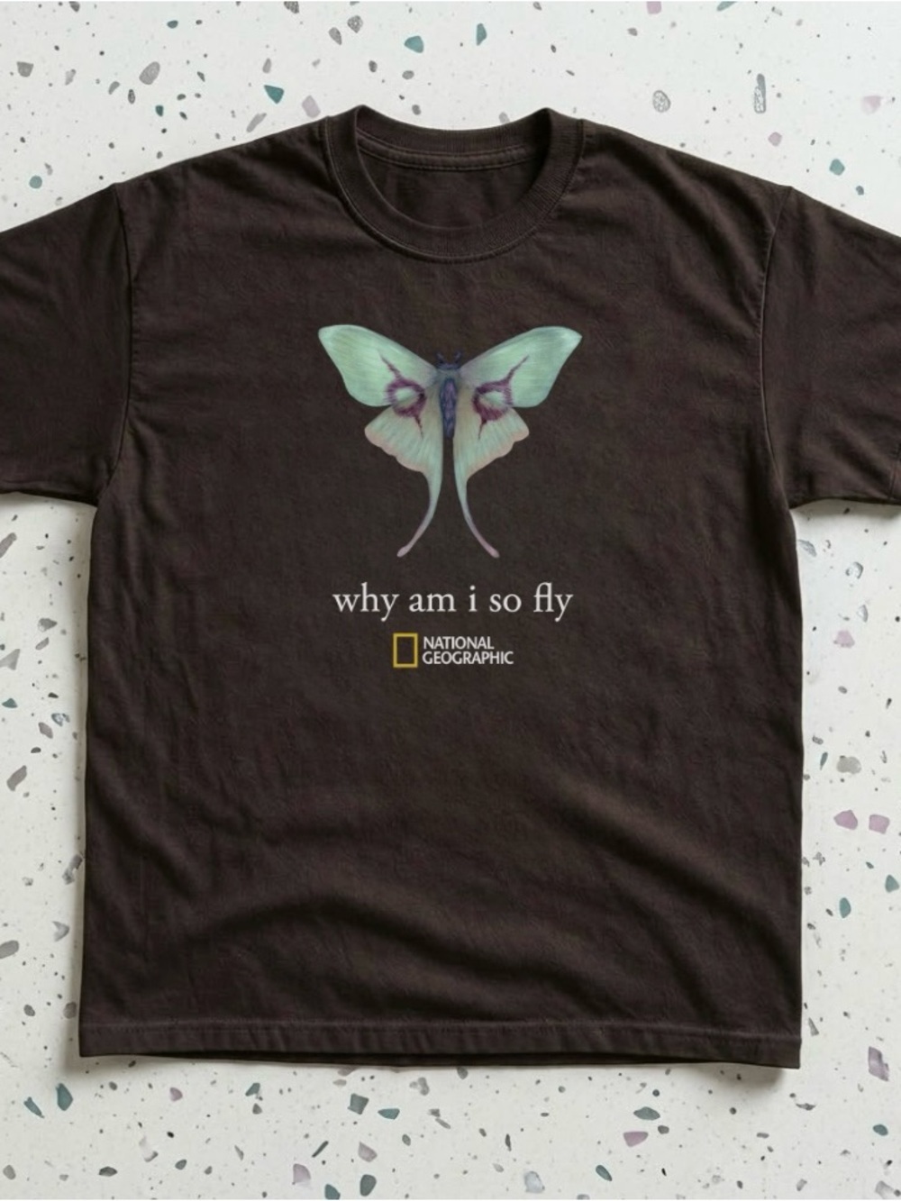 Luna Moth National Geographic 'Why Am I So Fly' Butterfly Nature Tee